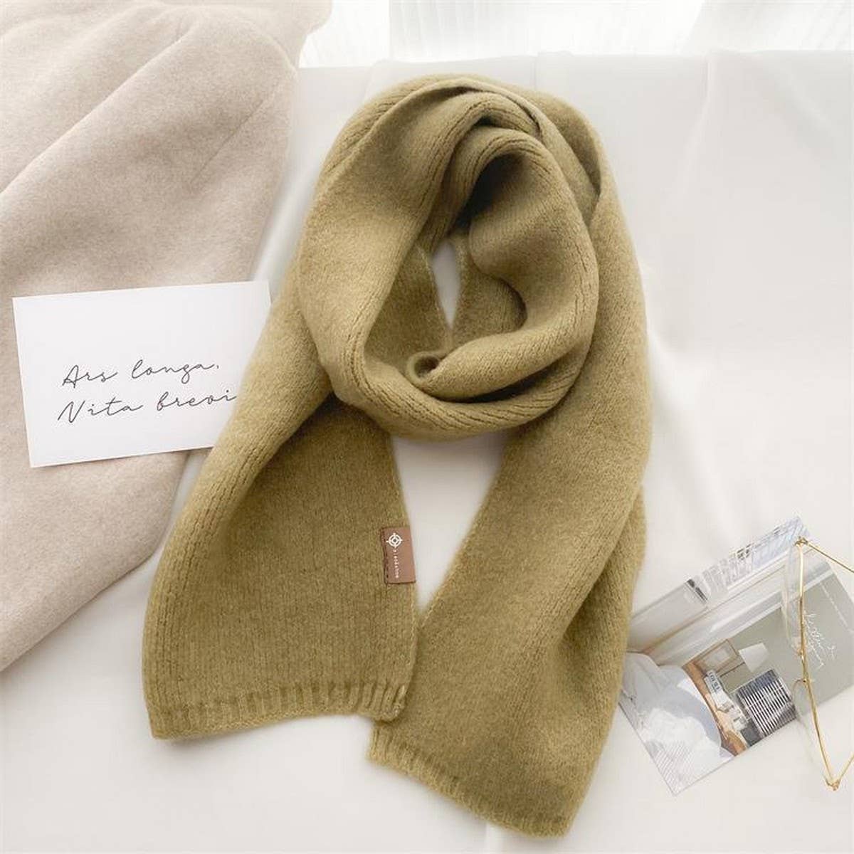 Wool Blend Cashmere-Feel Neck Scarf