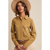 Embroidered Cropped Blouse- Olive Combo