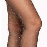 Petra Sheer Rhinestone Tights - Black