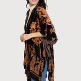 Velvet Floral Kimono - Terracotta