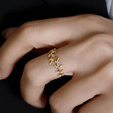 Sterling Silver with Zircon Leaf Ring