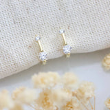 Zirconia Pen Huggie Earrings