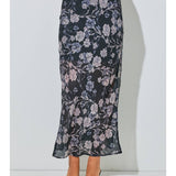 Floral Print Satin Maxi Skirt