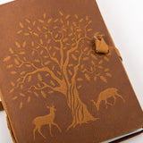 Tree with Deer Embossed Leather Journal