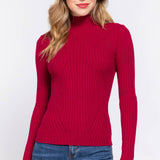 Long Sleeve High-Neck Fitted Sweater