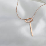 Circle Bar Y Necklace - Geometric Lariat Pendant