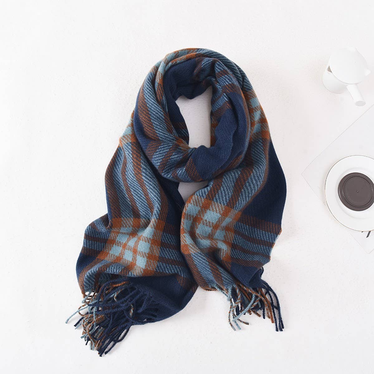 Plaid Fringe Shawl Scarf