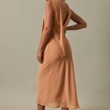 Sleeveless V-Neck Scarf Detail Midi Dress