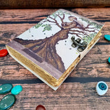 Vintage Leather Bound journal Diary with Tree of Life print