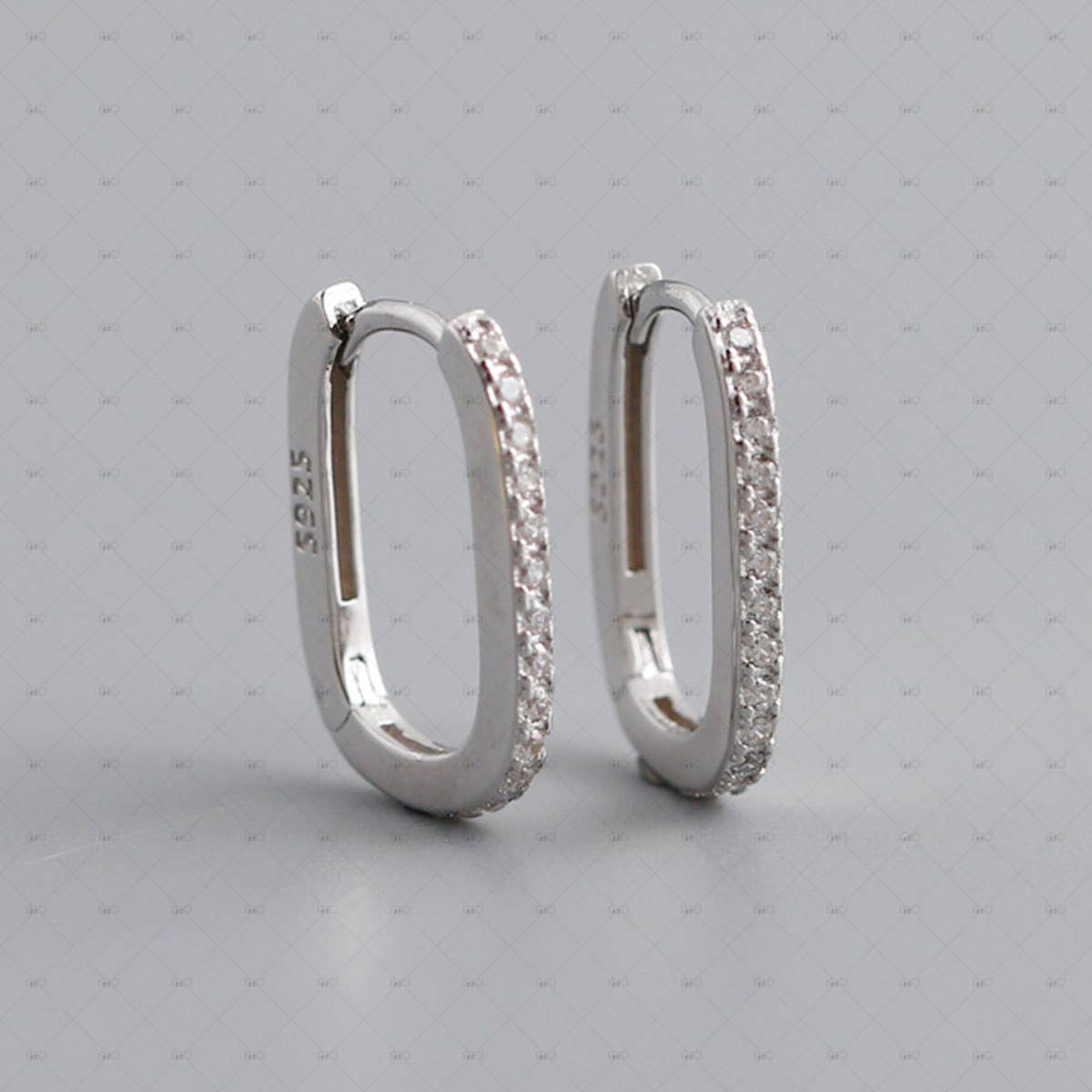 S925 Silver Hoop Zircon Earrings