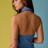 Denim Halter Mini Dress