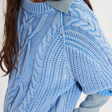 Frankie Cable Knit Sweater - Della Robbia Blue