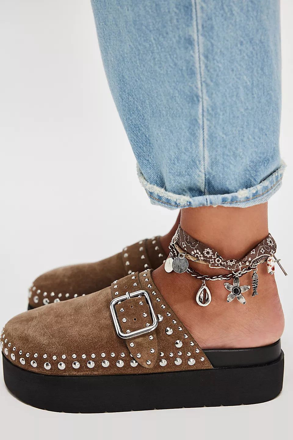 Cayatana Studded Mule - Taupe Suede
