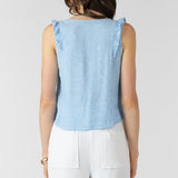 PINTUCK RUFFLE DETAIL TANK - Mini Blue Stripe