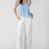 PINTUCK RUFFLE DETAIL TANK - Mini Blue Stripe