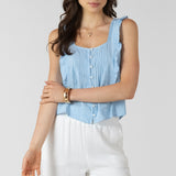PINTUCK RUFFLE DETAIL TANK - Mini Blue Stripe