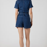 BELTED UTILITY ROMPER - Dark Indigo