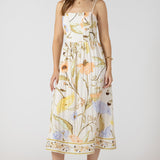 SMOCKED DETAIL MIDI DRESS - Vintage Garden Print