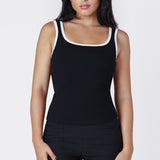 Contrast Trim Scoop Neck Knit Tank