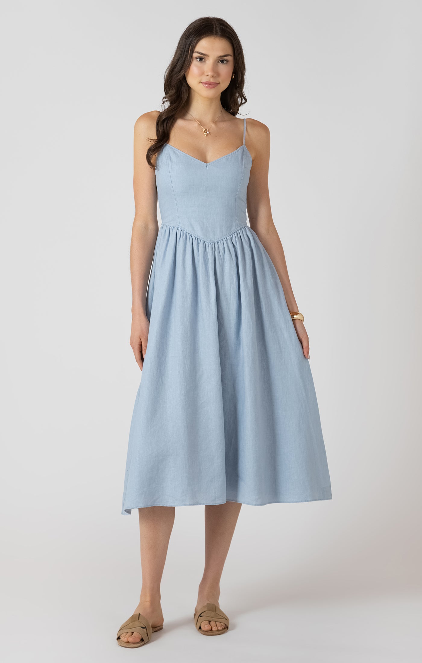 V Waist Midi Dress
