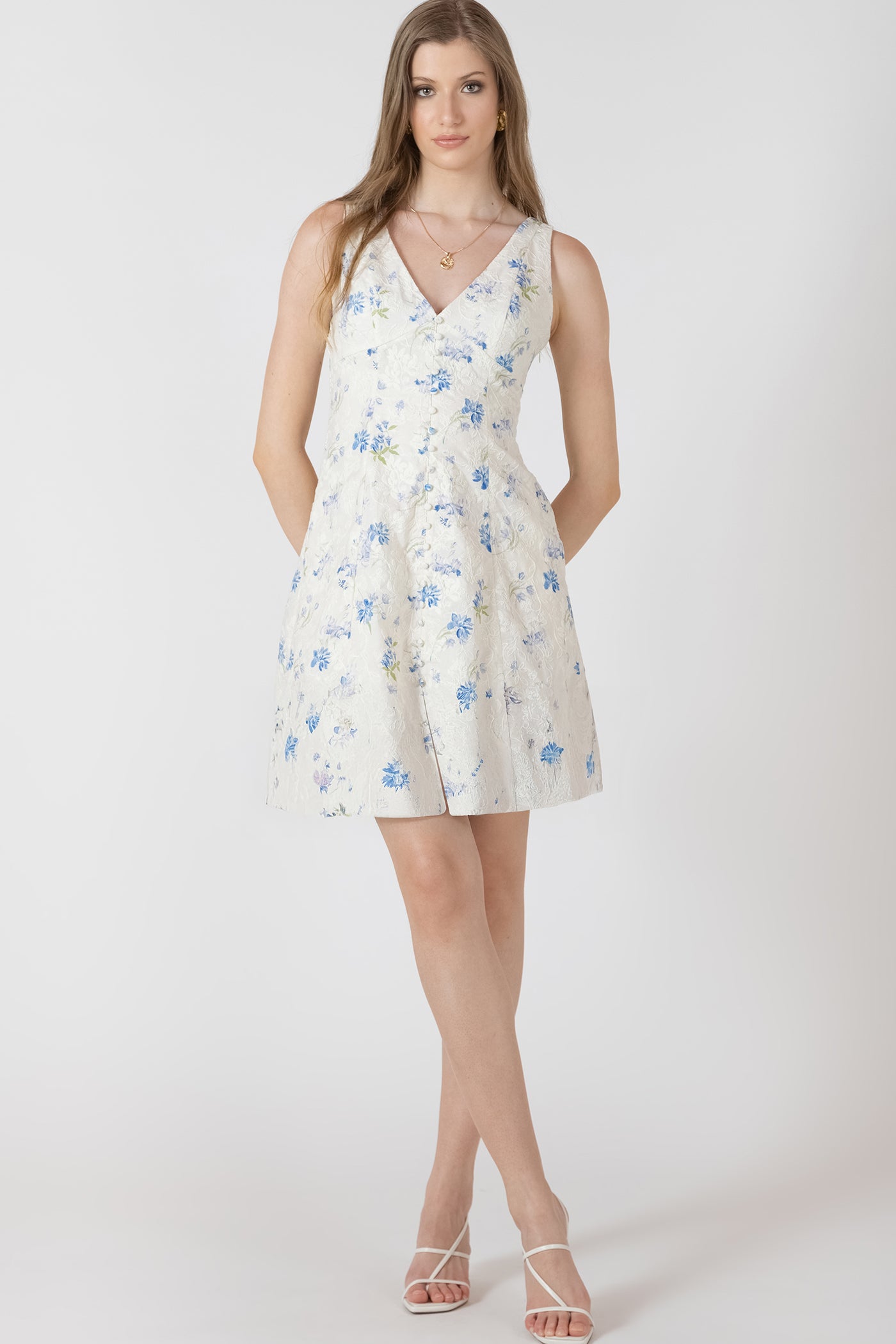 Embroidered Mini Dress - Lavendar Floral