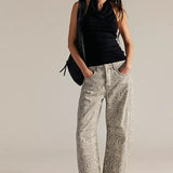 Free People Good Luck Printed Barrel Jeans - Snake Combo