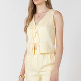 Tie Front top - Lemon Butter