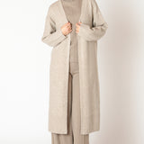 Long Line Open Cardigan - Heather Oatmeal
