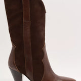 Feather Heel Boot - Chocolate Suede