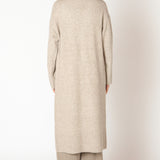 Long Line Open Cardigan - Heather Oatmeal