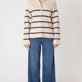 Half Zip Collared Sweater - Cream