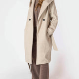 Vegan Wool Belted Trench Coat - Stone