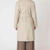 Vegan Wool Belted Trench Coat - Stone