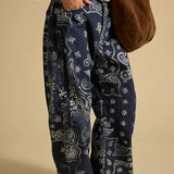 We The Free Good Luck Printed Barrel Jeans - Bandana Print