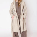 Vegan Wool Belted Trench Coat - Stone
