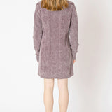 Cable Mock Neck Sweater Dress - Washed Plum