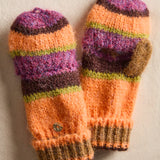 Super Stripe Mitten Gloves - Hot Coral