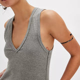 We The Free Neria V-Neck Tank Top - Heathered Gray