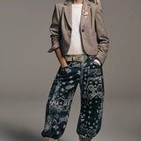 We The Free Good Luck Printed Barrel Jeans - Bandana Print