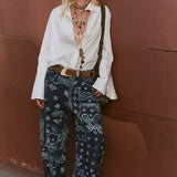 We The Free Good Luck Printed Barrel Jeans - Bandana Print