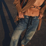 Moxie Low Slung Pull On Barrel Jeans
