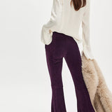 Penny Velvet Flare Pants - Vintage Grape