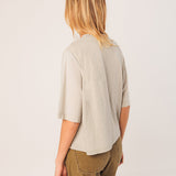Embroidered Cotton T-Shirt  - Natural
