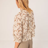 Pleated Print Blouse - Cream