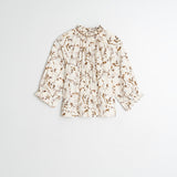 Pleated Print Blouse - Cream