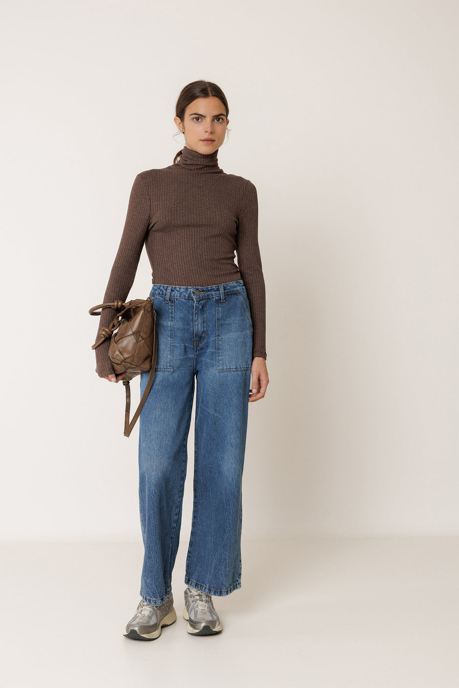 Fitted Ribbed Long Sleeve Turtleneck