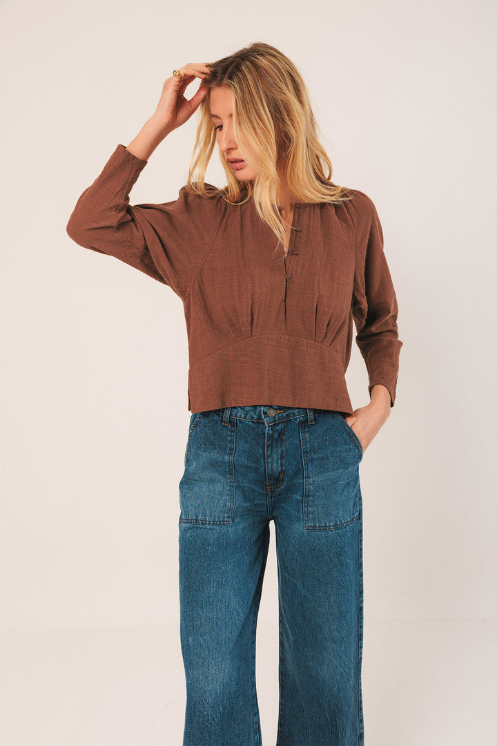 Crepe Cotton Blouse - Tabaco